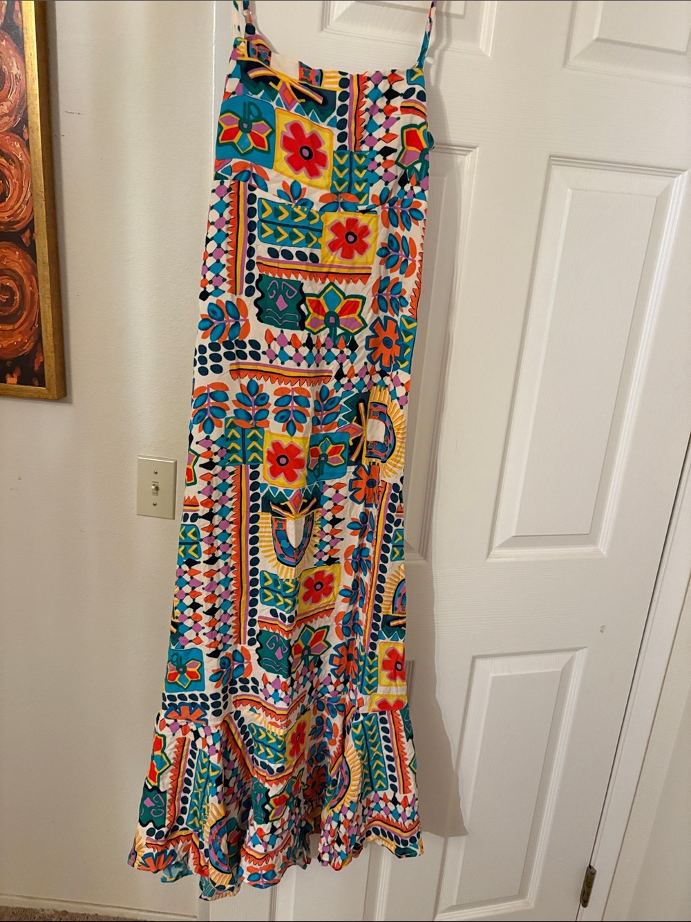 Bright Multicolor Floral Patchwork Maxi Dress with Adjustable Straps